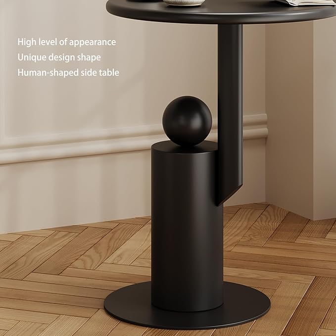 Metal Round Side Table,Matte Modern Accent End Tables Coffee Tables,Small Drink Table for Small Spaces,Pedestal Tables for Living Room, Bedroom, Corners, and Office, 21.65'' Height