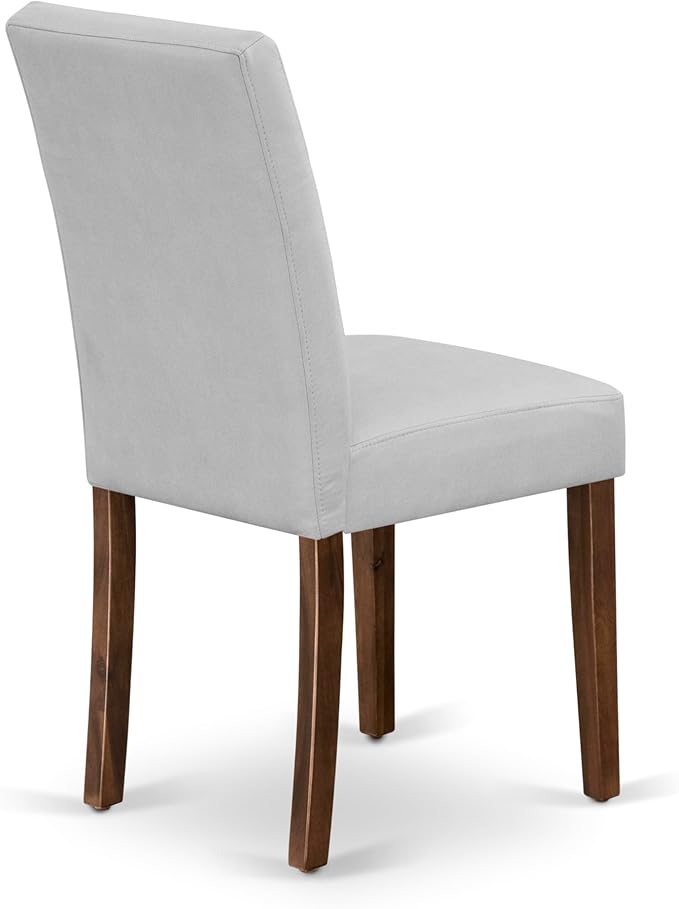 East West Furniture DLAS3-AWA-27 3 Piece Mid Century Modern Dining Set contain A Wood Table and 2 Light Gray Polyester Fabric Mid Century Modern Dining Chairs, Antique Walnut
