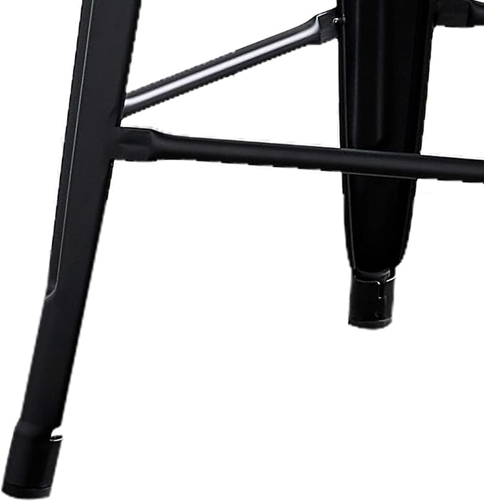AC Pacific 24” Metal Barstool Set of 4 – Country Rustic Style with Low Back, Lightweight & Sturdy Build, Easy Assembly – Matte Black
