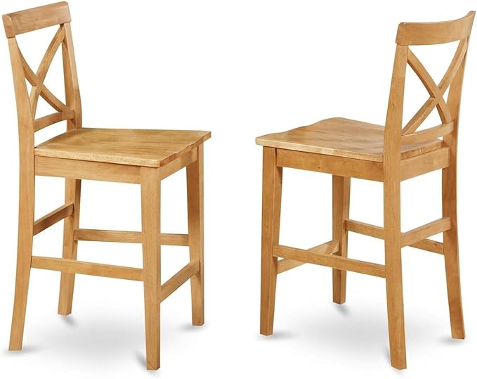 East West Furniture JAPB3-OAK-W 3 Piece Counter Height Pub Set for Small Spaces Contains a Round Kitchen Table with Pedestal and 2 Dining Room Chairs, 36x36 Inch, Oak