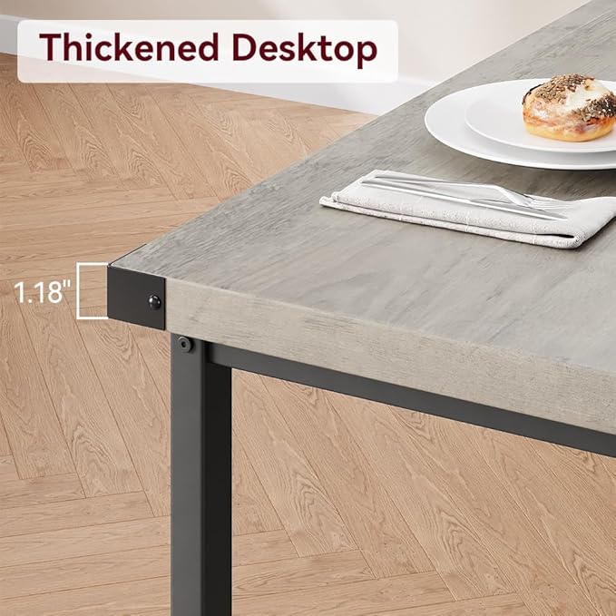 Garvee Dining Table with 2 Benches, Kitchen Table with 2 Upholstered Benches Rectangular Space Saving for Apartment, Dining Room, Kitchen, 44.5 Inches Large, Grey