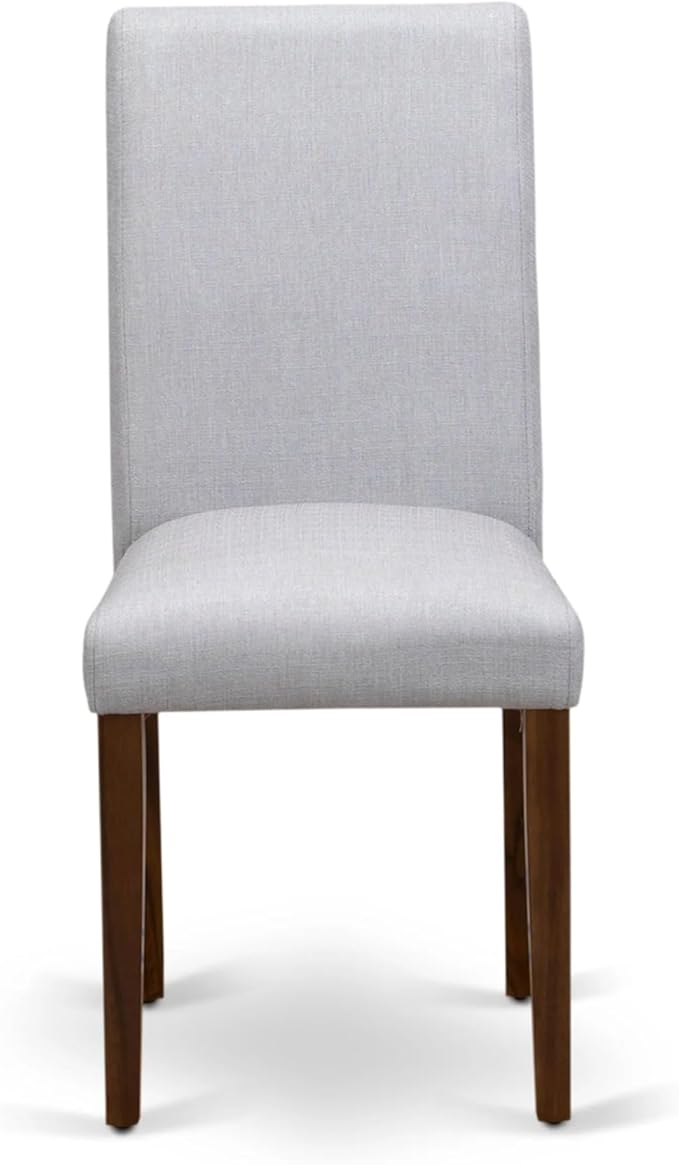 East West Furniture AMAB3-AWA-05 3 Piece Kitchen Table Set for Small Spaces Contains a Round Dining Room Table with Pedestal and 2 Grey Linen Fabric Parsons Chairs, 36x36 Inch, Walnut