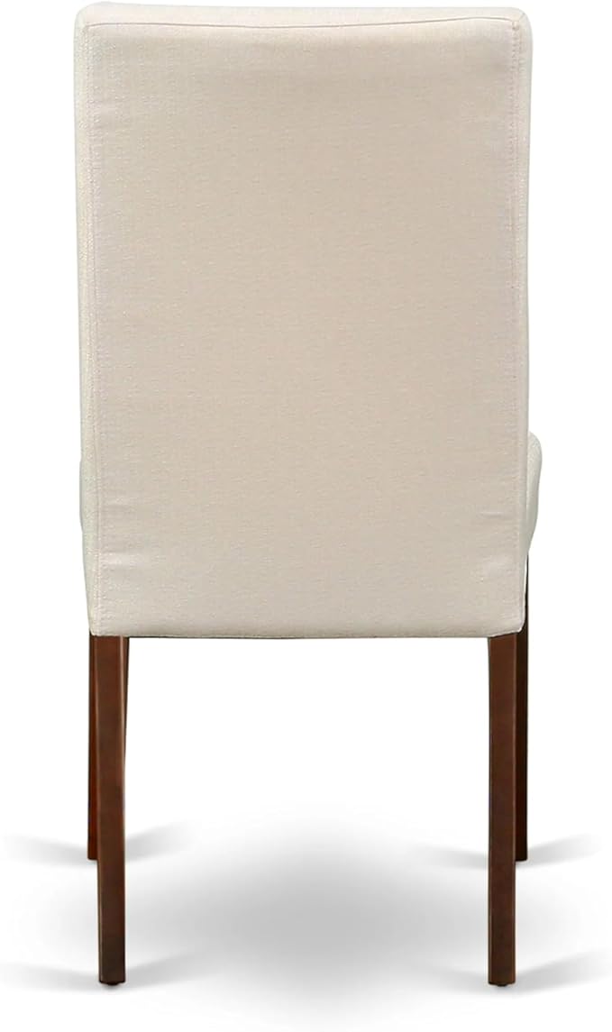 East West Furniture AMDR3-MAH-01 3 Piece Dinette Set for Small Spaces Contains a Round Kitchen Table with Pedestal and 2 Cream Linen Fabric Parson Dining Chairs, 36x36 Inch, Mahogany