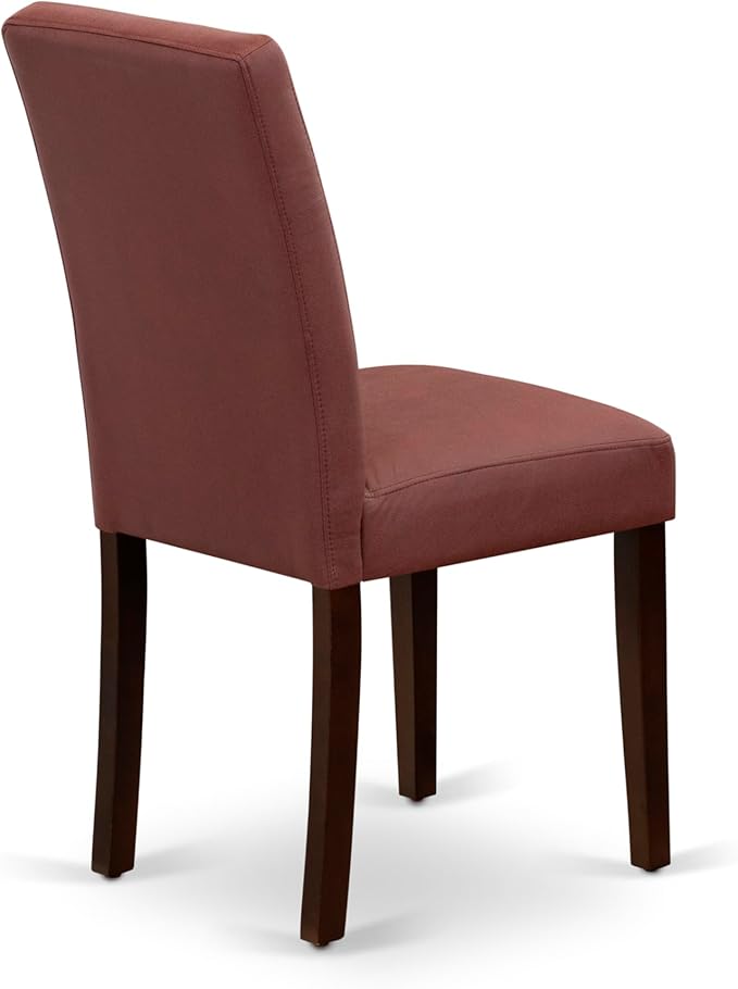 East West Furniture DOAS7-MAH-26 7 Piece Dining Table Set Contain A Dining Room Table and 6 Burgundy Polyester Fabric Upholstered Chairs, Mahogany