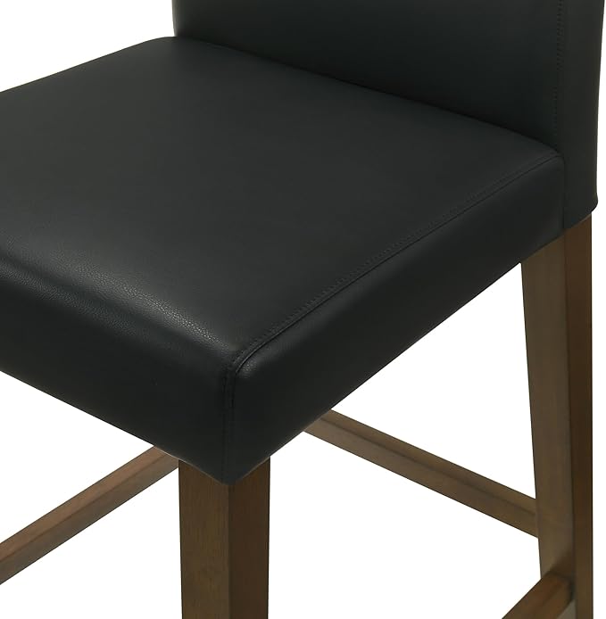 CHITA Counter Height Bar Stools Set of 2, 27" H Seat Height Upholstered Barstools, PU Leather in Black