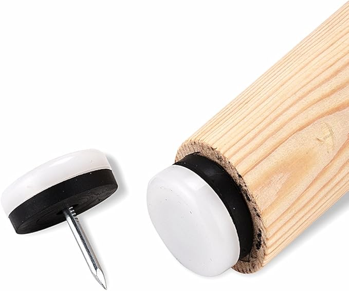 ALIMITOPIA 40pcs Furniture Glide Nail-in Thickened Nylon Chair Glide Slider Furniture Pad Floor Protector for Wooden Furniture Chair Tables Leg Feet(Φ28mm or 1.1";White)