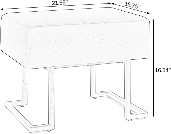 Modern Style Bedroom Single Seat Bench, Cushioned Bed end Stool, Living Room Sofa Stool, Footstool with Golden Iron Legs, Suitable for Bedroom and Living Room (Pink, 21.65"x15.74"X16.53")