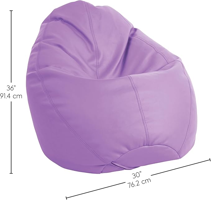 FDP SoftScape Dew Drop Bean Bag Chair with Supportive High-Back Design, For Kids, Teens and Adults, Alternative Seating for Dorms, Schools, Libraries, Daycares or Home - Lavender, 10479-LV