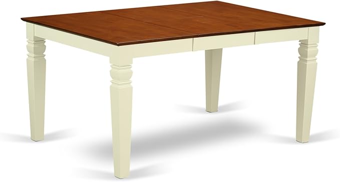 East West Furniture WEIP7-BMK-W 7 Piece Dining Set Consist of a Rectangle Dining Room Table with Butterfly Leaf and 6 Kitchen Chairs, 42x60 Inch, Buttermilk & Cherry