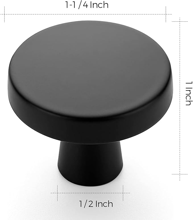 Ravinte 15 Pack Drawer Pulls 1-1/4 Inch Matte Black Kitchen Cabinet Knobs Solid Round Dresser Handles for Simple Cupboard Hardware