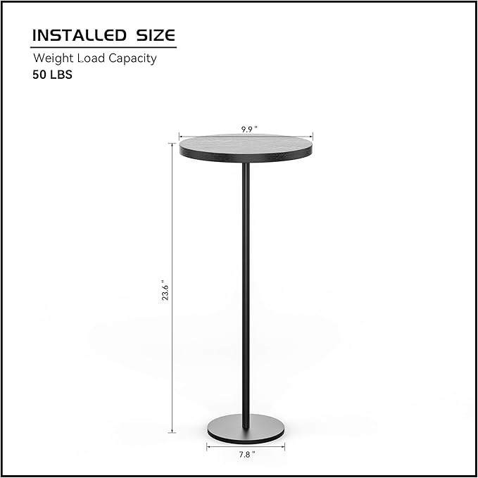 Round Pedestal Table Upgraded Side Black Drink with Weighted Base, Modern Cocktail Martini End Table for Small Space Sofa Couch Chair Living Room Bedroom Dorm Patio
