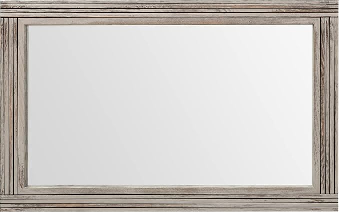 YOSHOOT Hand-Made Wooden Spliced Wall Mirror for Bathroom, Rustic Farmhouse Vanity Mirror, Décor Wall Art, Solid Wood Frame, Vertical or Horizontal Hanging, 60" x 36", Grey