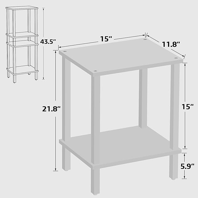 TUTOTAK End Table, Side Table, Nightstand, 2-Tier Storage Shelf, Sofa Side Table for Small Space, Living Room, Bed Room V1TB01BW034