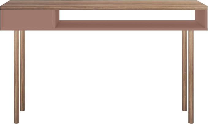 Manhattan Comfort Windsor Modern 2 Shelves Entryway Accent Console Table, 47.24", Ceramic Pink and Nature