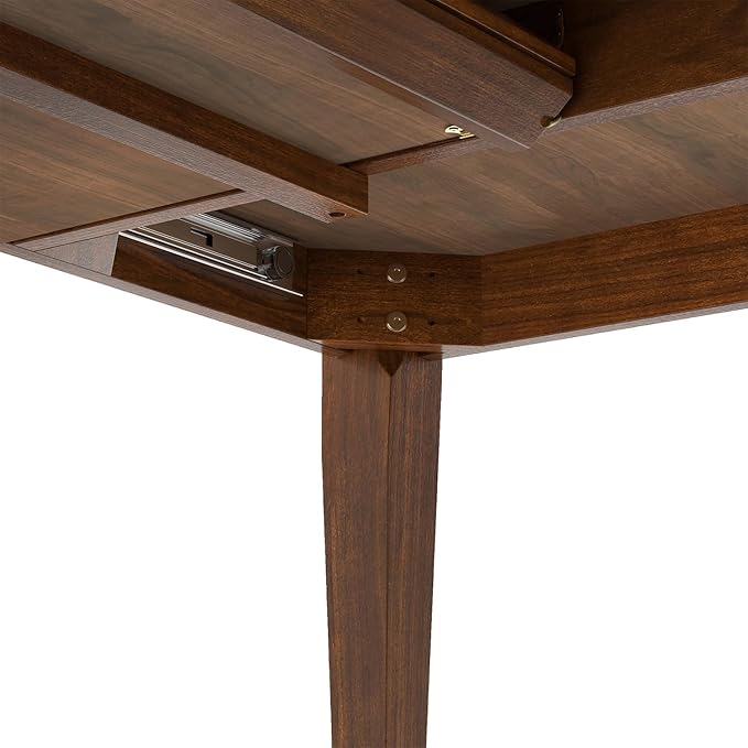 SIMPLIHOME Colby Extendable Dining Table, Solid Wood Walnut Veneer in Walnut, 60-76 x 36 inches, Contemporary-Style Rectangular Expandable Kitchen Table with Butterfly Leaf for 6+ People