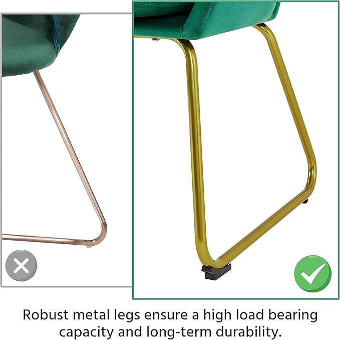 Yaheetech Flower Velvet Vanity Chair, Modern Side Chair Armchair with Golden Metal Legs for Living Room/Dressing Room/Bedroom/Home Office/Kitchen, Green