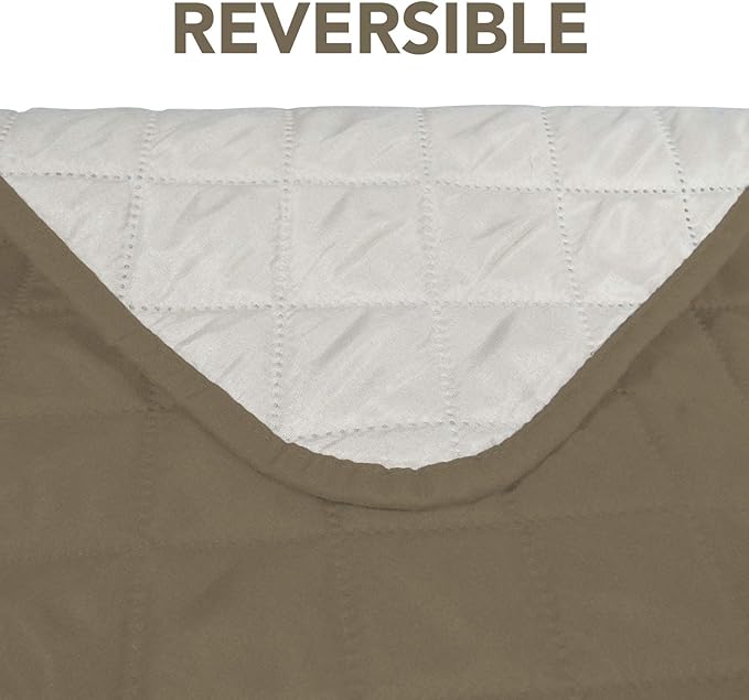 PureFit Reversible Sofa Couch Cover Water Resistant Couch Covers for 3 Cushion, Washable Furniture Cover with Non-Slip Foam and Adjustable Strap for Dogs, Pets (Oversized Sofa, Beige/Ivory)