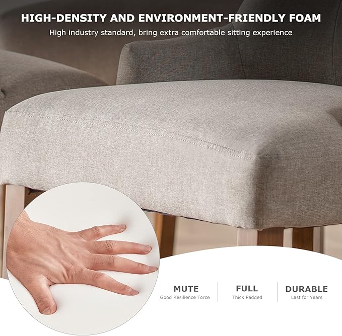 COLAMY Wingback Upholstered Dining Chairs Set of 6, Fabric Side Dining Room Chairs with Tufted Button, Living Room Chairs for Home Kitchen- Light Grey