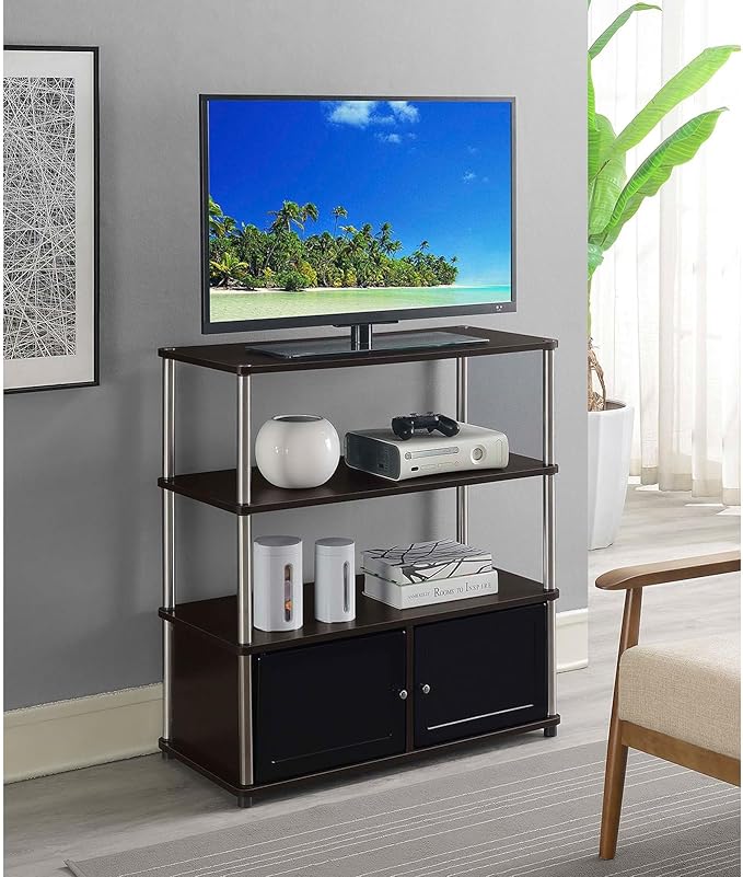 Convenience Concepts Designs2Go Highboy TV Stand with Storage Cabinets and Shelves for TVs up to 40 Inches, Espresso