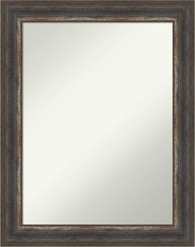 Amanti Art Brown Bathroom Mirror for Over Sink, 29x23 Alta Medium Brown Rectangle Vanity Mirror, Medium Country Rustic Frame, Hangs Horizonally and Vertically, Bathroom Wall Decor, Non-Beveled Edge
