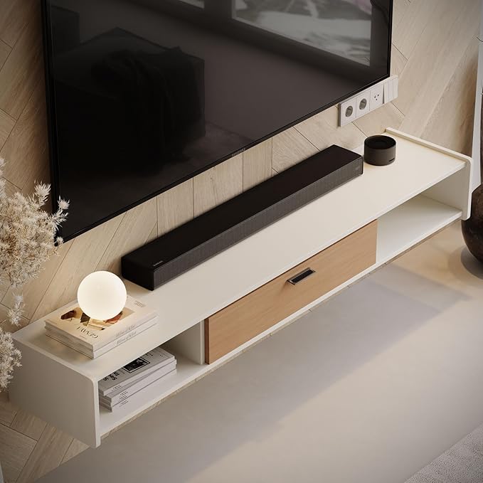 86'' Floating TV Stand,Wall Mounted TV Console,Floating TV Cabinet,Under TV Shelf for Bedroom Living Room(White)