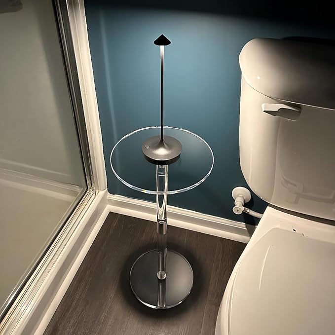 Small Drink Table,Acrylic Side Table, 10" L x 10" W x 21.3" H, End Table for The Living Room, Bedroom, Bathroom, Hallway and Balcony(Clear)