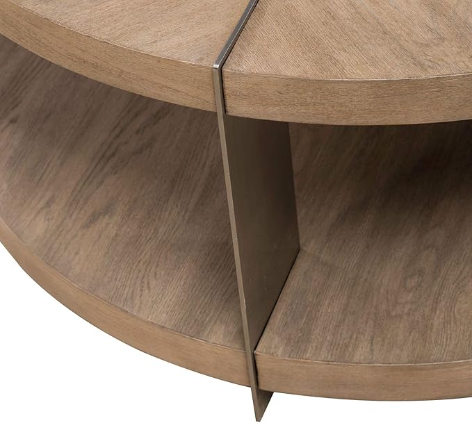 Liberty Furniture Harlow Living Room 3 Piece Set - Round Cocktail Table, 2 End Tables - Sandstone & Satin Nickel