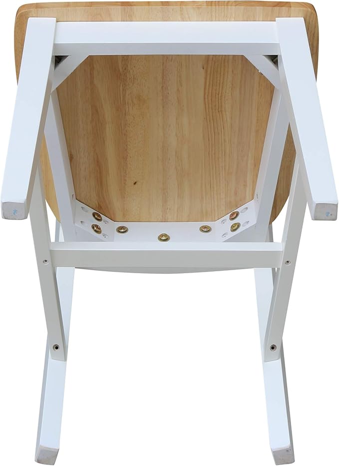 International Concepts San Remo SplatBack Dining Chairs Set of 2 White/Natural Parawood Construction - Solid Wood|17.3" W x 21.9" D x 38.2" H | 225 lb Weight Capacity - Chairs, White/Natural