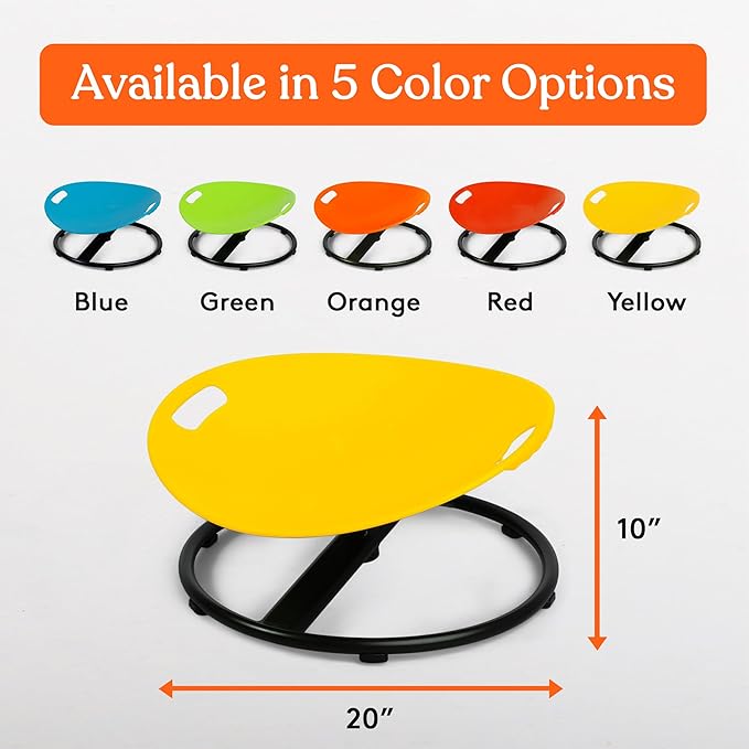 Special Supplies Smile Spinning Chair for Kids- Versatile Kids Sit and Spin Sensory Chair for Training Body Coordination for Playroom, Bedroom, or Nursery (Yellow)