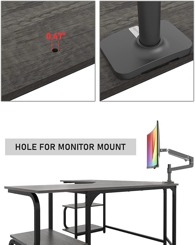 Teraves Modern L Shaped Desk with Shelves,64.84" Gaming Computer Desk for Home Office,Corner Desk with Desktop (Black Oak+Black Frame, Large+4 Tier Shelves)