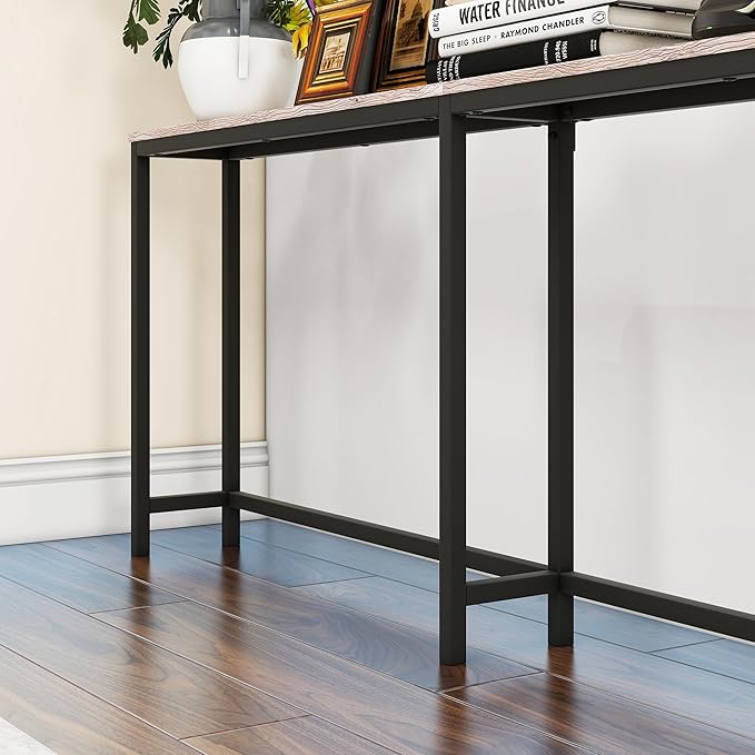 HOMERECOMMEND 70.8 Inch Console Table with USB Ports, Sofa Table with Charging Station, Narrow Entryway Table, Skinny Hallway Table,Maple