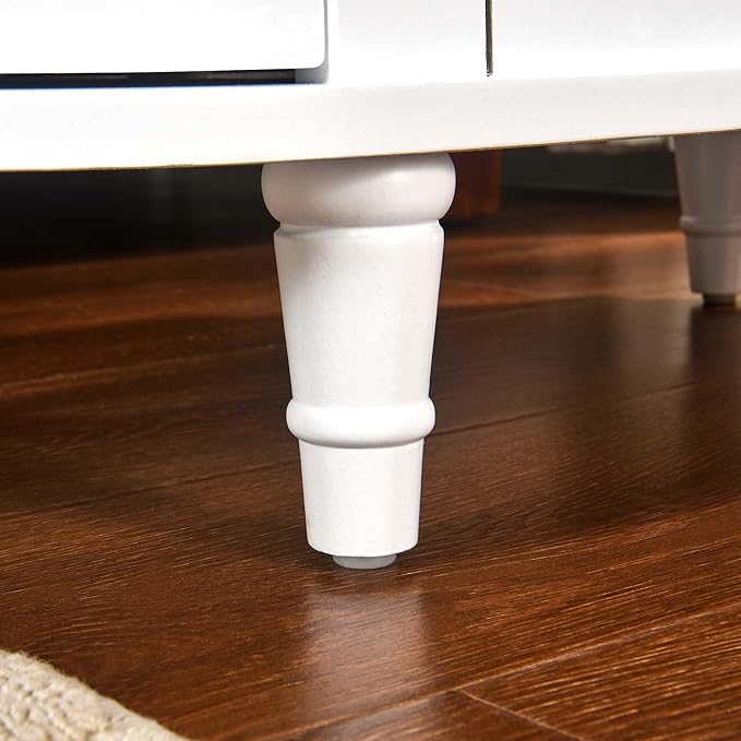 2 Set of Wood End Table with 2 Drawers and Storage Shelf, Narrow Sofa Side Table for Living Room, Vintage Slim Nightstand Bedside Table for Bedroom, Slim Chair Side Table White BGA508WT