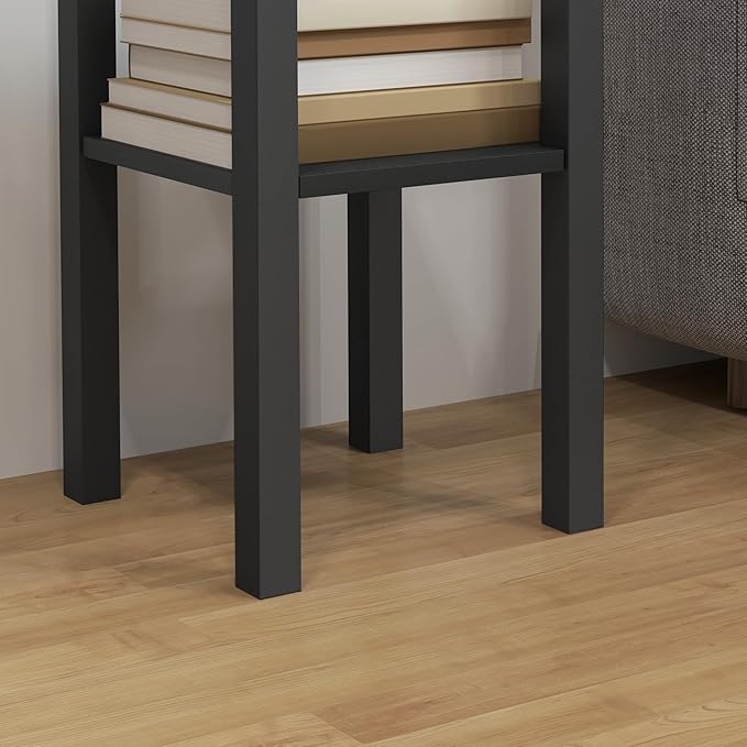 HOMCOM 2-Tier Side Table with Drawer, Narrow End Table with Bottom Shelf, for Living Room, Set of 2, Black