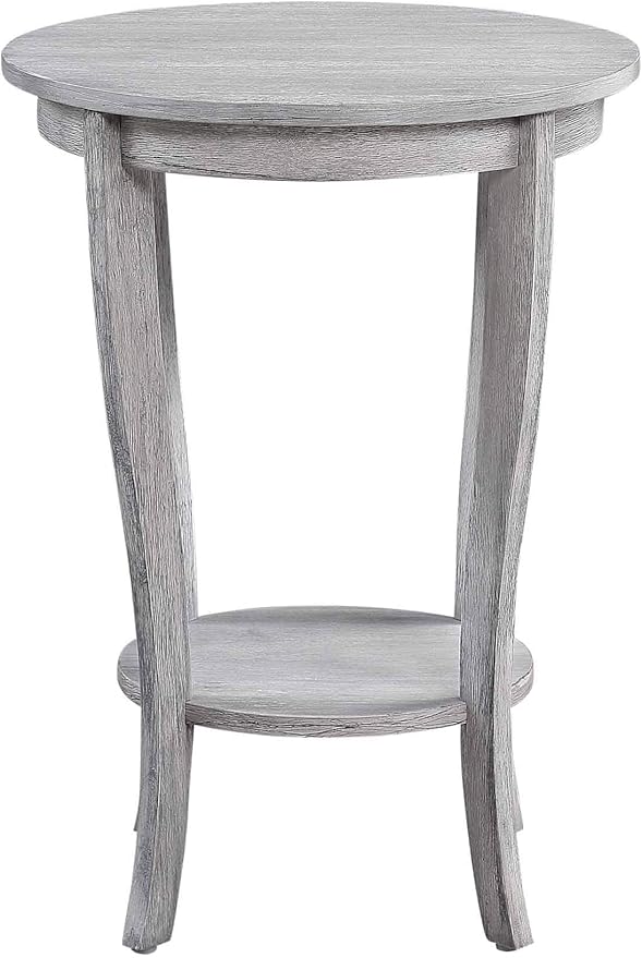 Convenience Concepts American Heritage Round End Table, Light Gray Wirebrush
