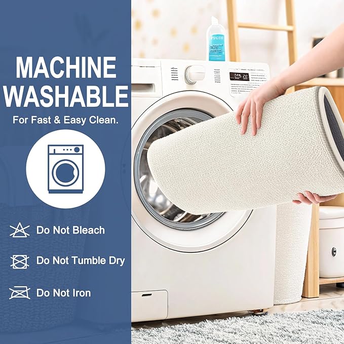 OLANLY Thick Memory Foam Bath Mat Rug 47x20, Extra Soft Absorbent Bathroom Rug, Quick Dry Bath Mats, Non-Slip, Machine Washable Carpet for Bathroom, Tub and Shower, Home Decor Accessories, Ivory