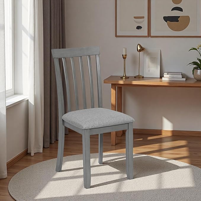 Dining Chairs Set of 4, Modern Kitchen Chair with Linen Upholstered Seat Cushion & Curved Backrest, 36" H Counter Height Dining Side Chairs with Non-Slip Feet Pads for Living Room, Grey