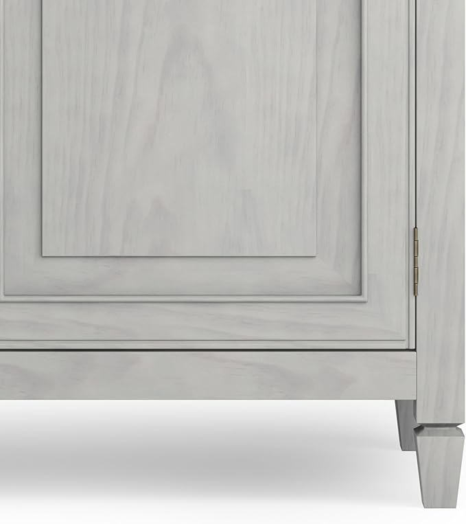 SIMPLIHOME Connaught 40-inch Wide Solid Wood Storage Cabinet in Fog Grey for Entryway, Living Room, Organizer for Hats, Gloves, Shoes, Keys, Slim Design, Traditional Style