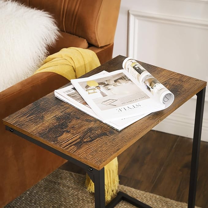VASAGLE Set of 2 C Shape End Tables, Small Coffee Tables for Couch Or Sofa, Industrial Side Tables in Living Room, Bedroom, 13.8 x 21.7 x 26 Inches, Rustic Brown and Black UZH2504037