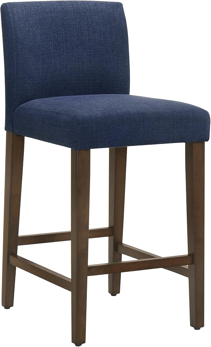 CHITA Counter Height Bar Stools Set of 2, 27" H Seat Height Upholstered Barstools, Fabric in Midnight Blue