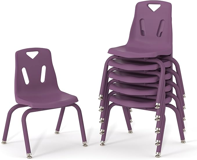 Berries Jonti-Craft 8118JC6004 Stacking Chairs with Powder-Coated Legs, 8" Height, Purple, Pack of 6
