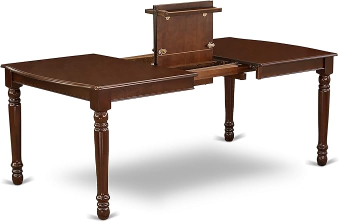 East West Furniture DOEN7-MAH-66 7 Piece Dining Table Set Consist of a Rectangle Dining Room Table with Butterfly Leaf and 6 Brown Faux Faux Leather Parson Chairs, 42x78 Inch, Mahogany