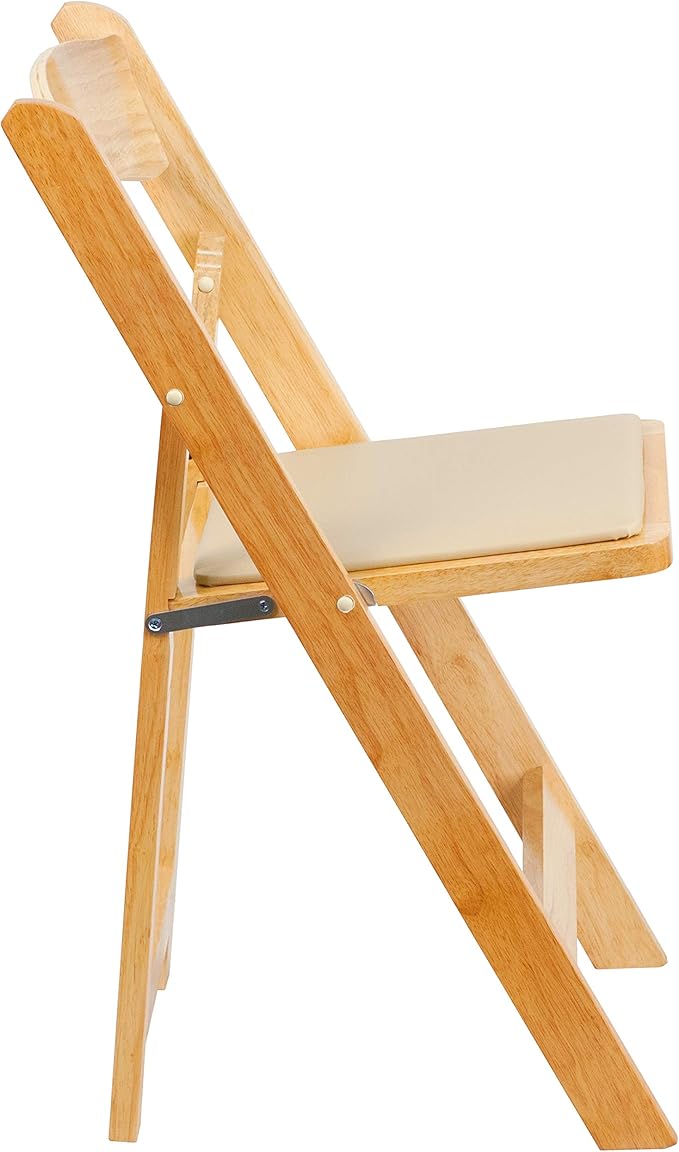Flash Furniture 2 Pack HERCULES Series Natural Wood Folding Chair with Vinyl Padded Seat