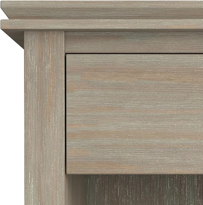 SIMPLIHOME Artisan SOLID WOOD 24 inch Wide Transitional Bedside Nightstand Table in Distressed Grey for the Living Room and Bedroom