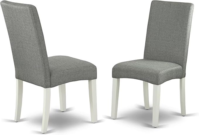 East West Furniture AMDR3-LWH-07 3 Piece Dining Table Set for Small Spaces Contains a Round Kitchen Table with Pedestal and 2 Gray Linen Fabric Upholstered Chairs, 36x36 Inch, Linen White