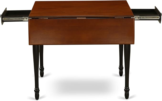 East West Furniture MZDO5-BCH-W 5 Piece Kitchen Table & Chairs Set Includes a Rectangle Dining Room Table with Dropleaf and 4 Dining Chairs, 36x54 Inch, Black & Cherry