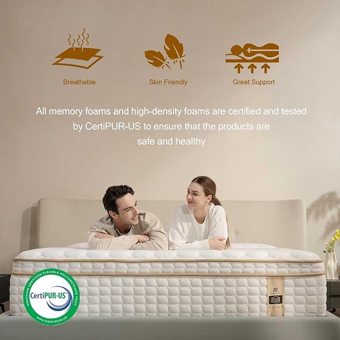 King Size Mattress, 12 Inch Hybrid King Mattress in a Box, Medium Firm Mattresses with Memory Foam & Pocket Springs, Pressure Relief, Cool Fresh Sleep, Enhanced Edge support， 80" x 76"