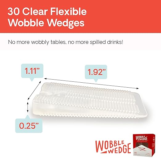 WOBBLE WEDGES Flexible Plastic Shims - Leveling Shims for Home Improvement, Furniture Levelers, Table, and Toilet for Leveling - Made in USA Plastic Wedges Shim for Appliances (Clear, 30-Pack)