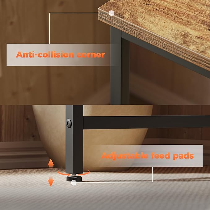 Computer Desk 48 X 24 inch, Gaming Desk for Small Spaces, Modern Simple Style Table for Home Office, Study Student Writing Table (Shelf, Rustic Brown, 48 inch)