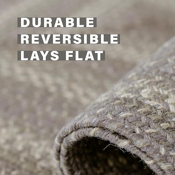 Grey Cloud Jute Braided Area Rug, 4x6' Rectangle, Grey, Warm Farmhouse Decor, Perfect for Kitchens and Large Entryways - Durable, Reversible and Easy to Clean