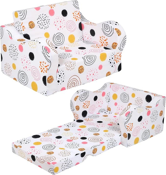 Firework Kids Sofa, 2-in-1 Kids Couch Fold Out, Convertible Sofa to Bed for Girls and Boys